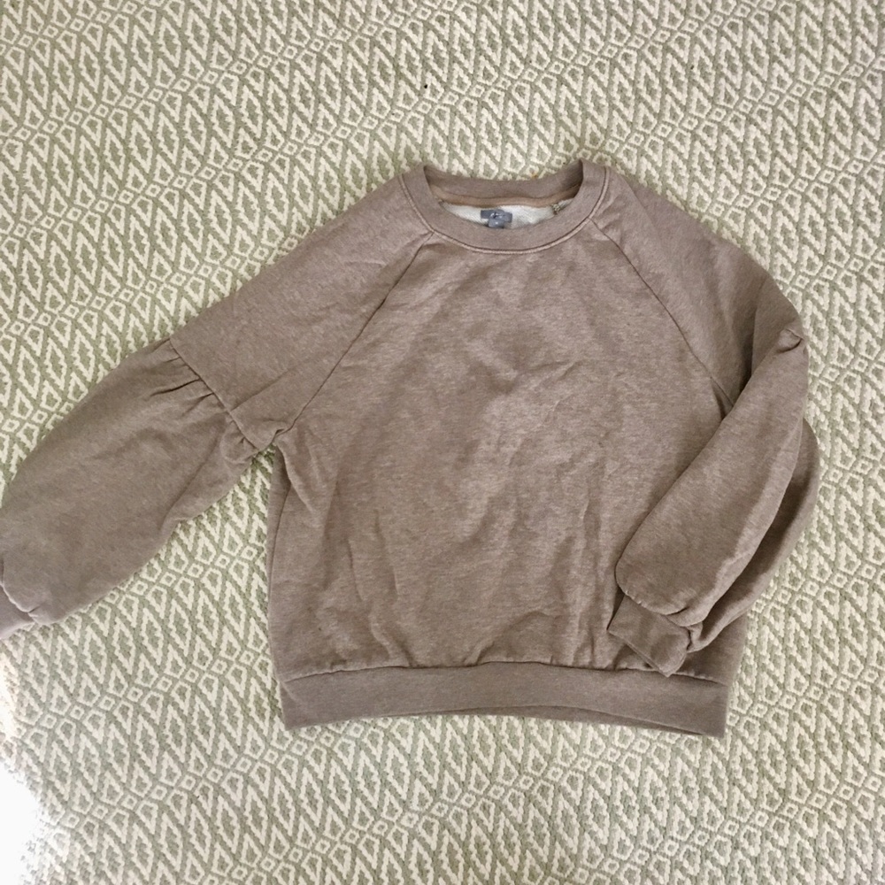 Aerie Puff Sleeve Sweatshirt • Taupe • Med • EUC